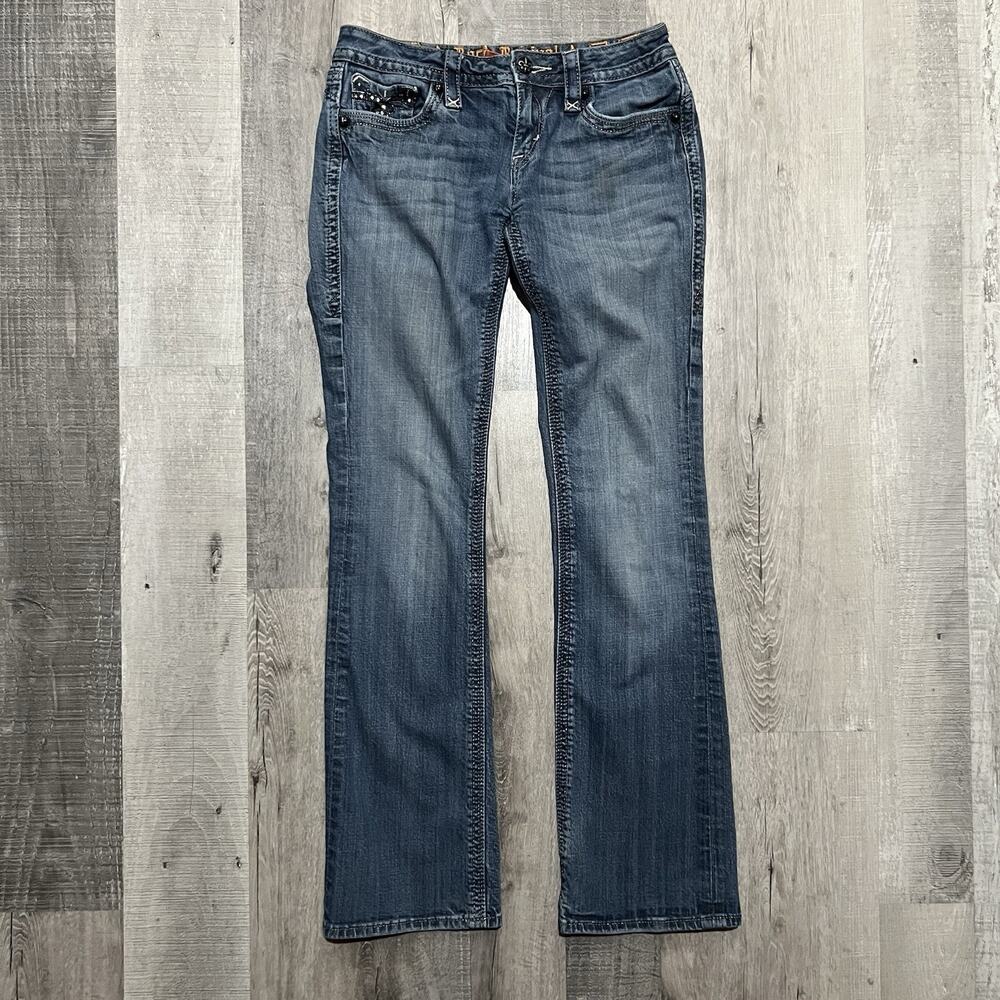 Rock Revival Sora Bootcut Jeans Blue Low Rise Womens 29 Embellished Rhinestones